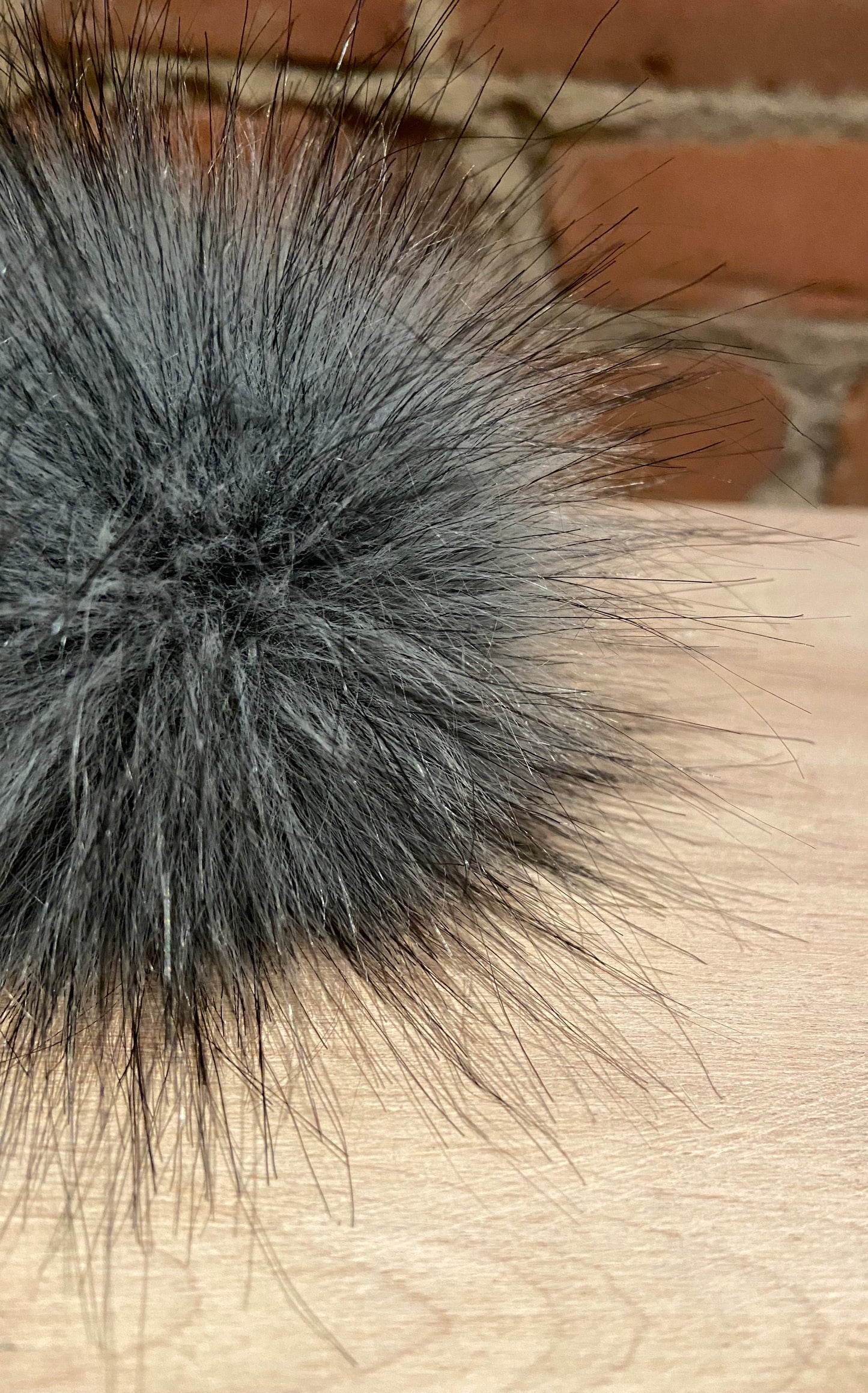 Blue Grey Faux Fur Pom, 3.5 Inch