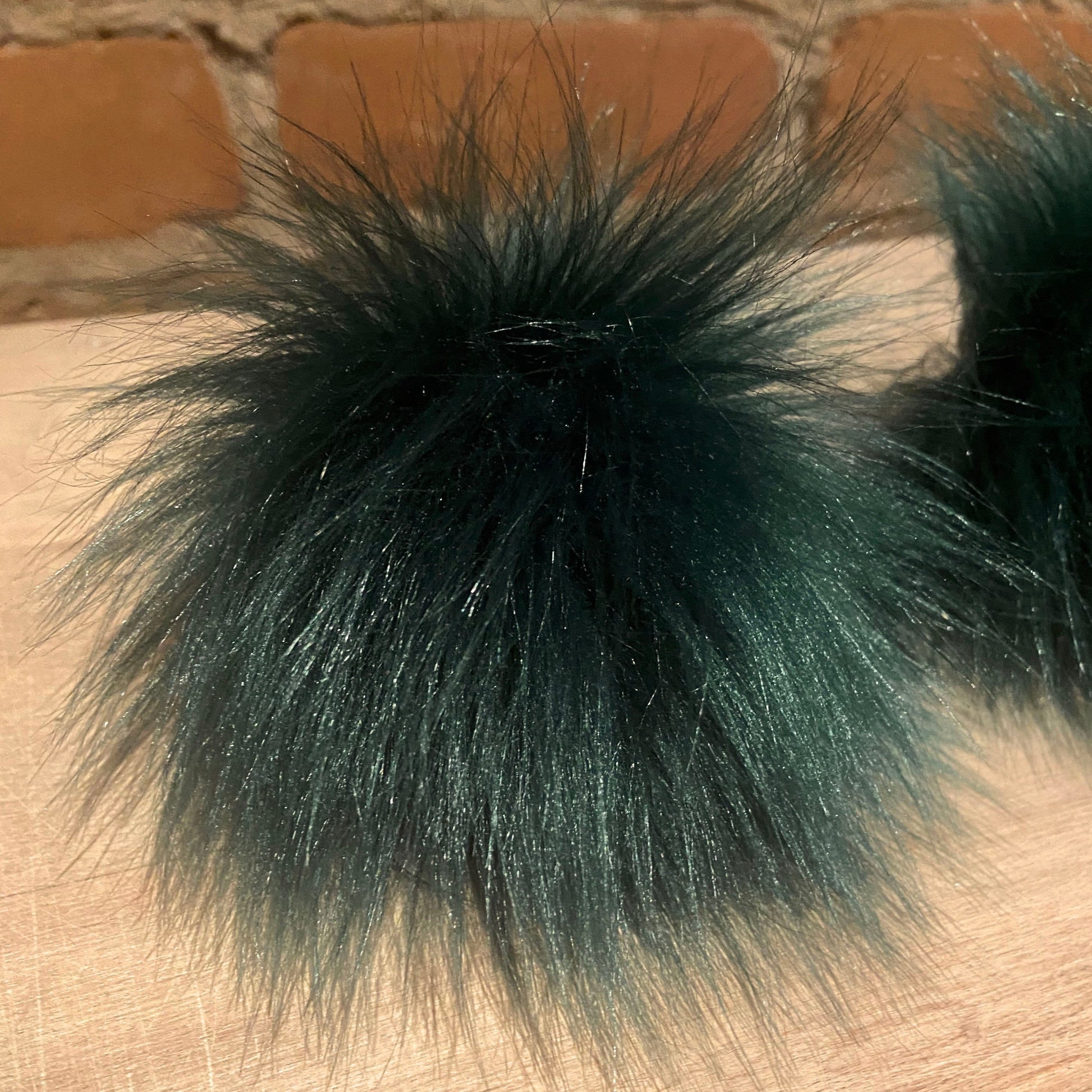 Small Clover Green Faux Fur Pom Knit Hat Embellishment