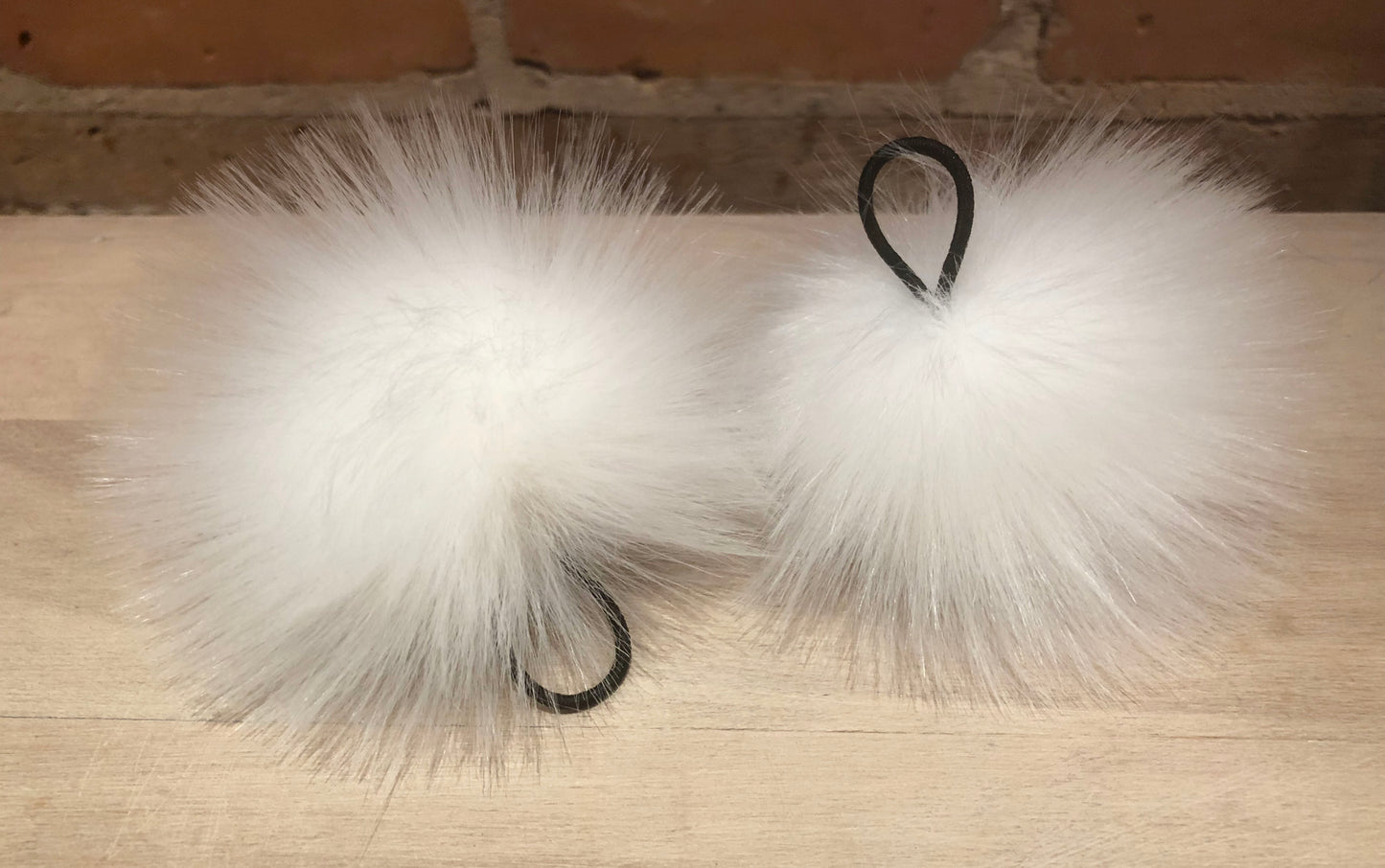 Sugar White Faux Fur Knit Hat Pom, 3.5 Inch