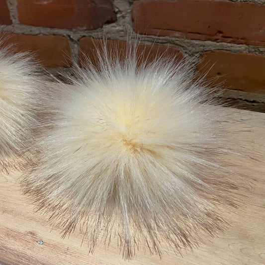 5-Inch Ivory Faux Fur Pom Pom for Your Knit Hat
