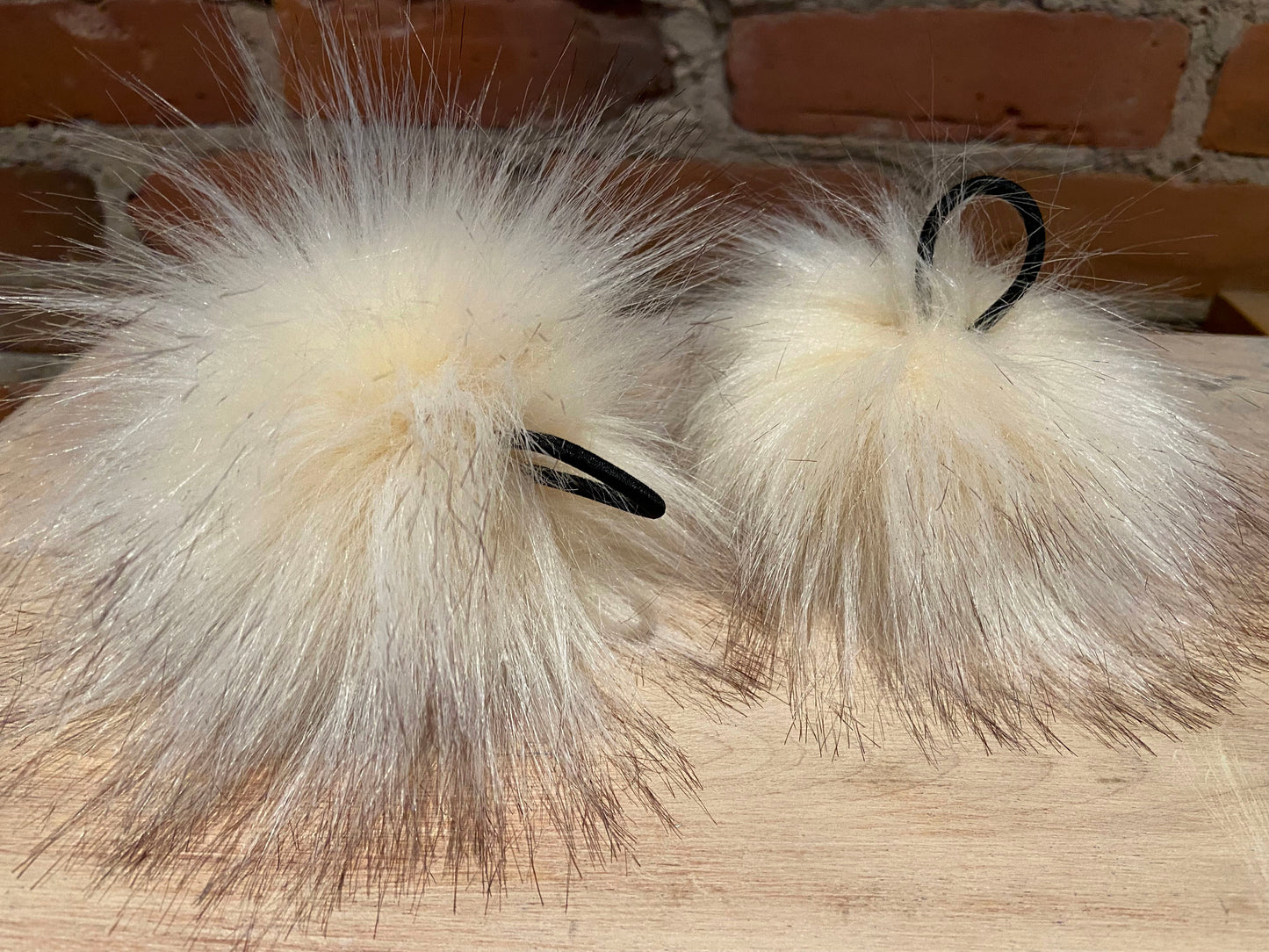 Ivory Peach Raccoon Faux Fur Pom - 5 Inch