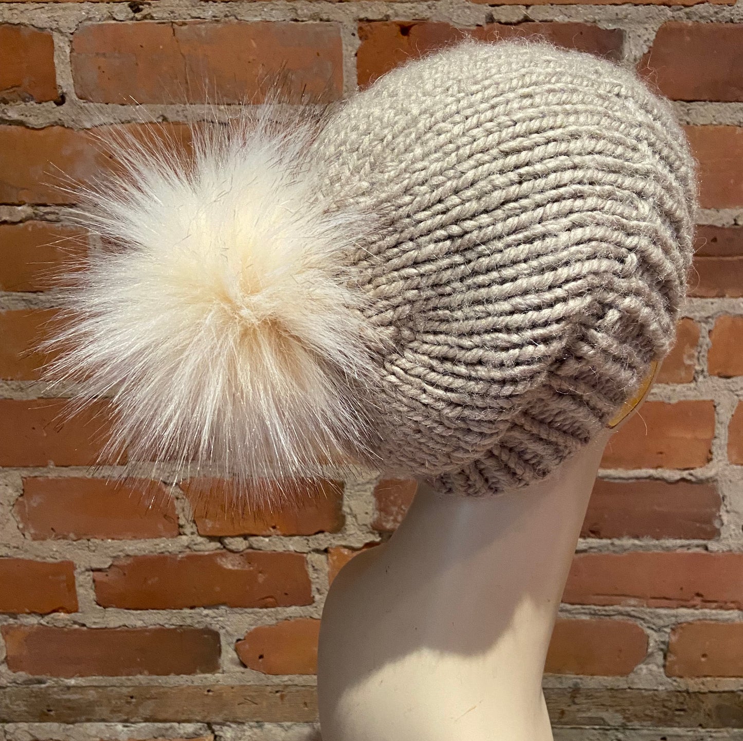 Ivory Peach Raccoon Faux Fur Pom - 5 Inch