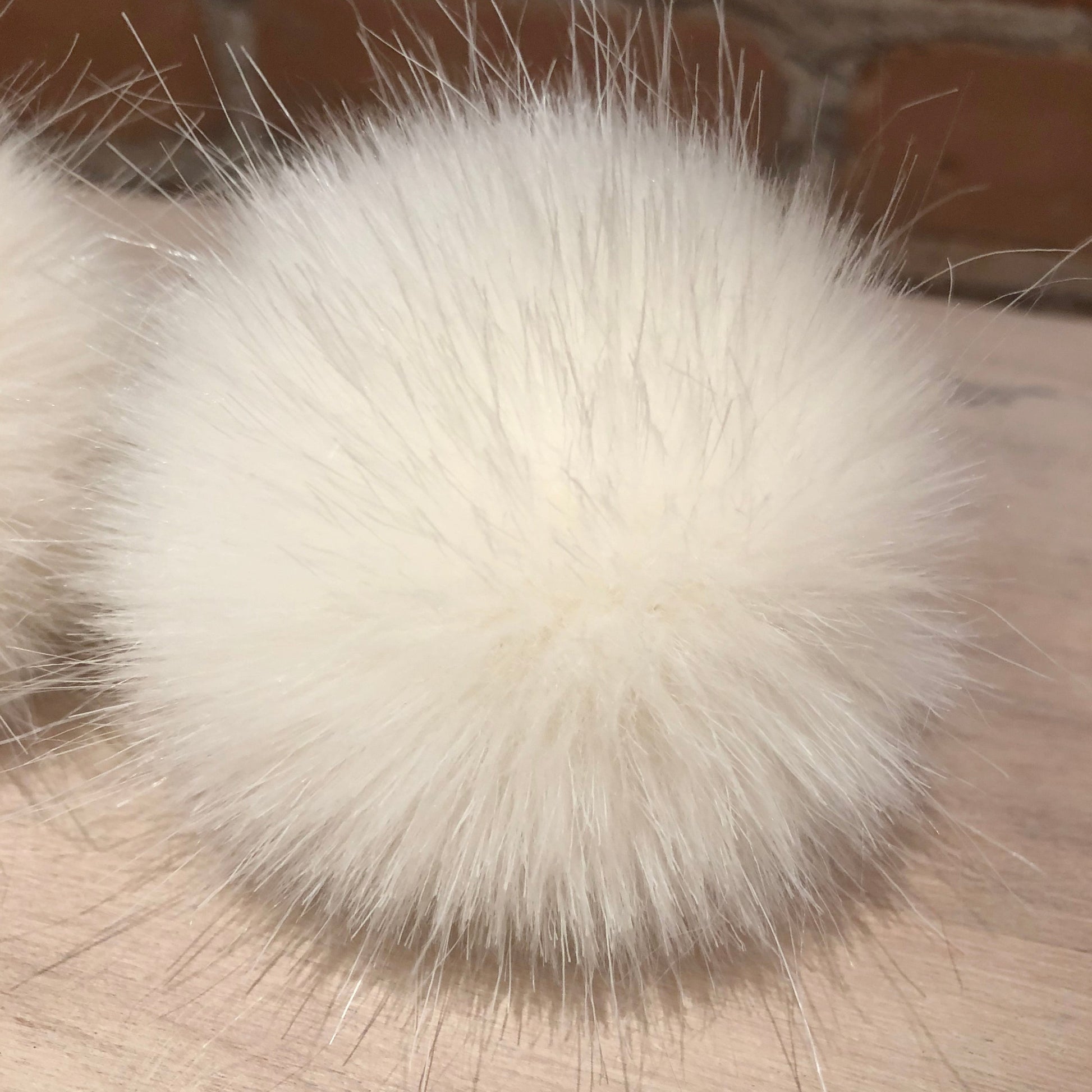 3-Inch Ivory Mink Faux Fur Baby Bootie Poms