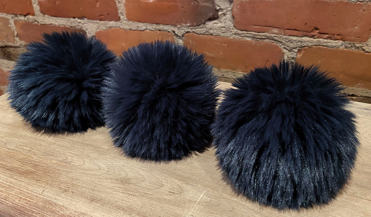 Navy Blue Fur Pom, 4.5 Inch