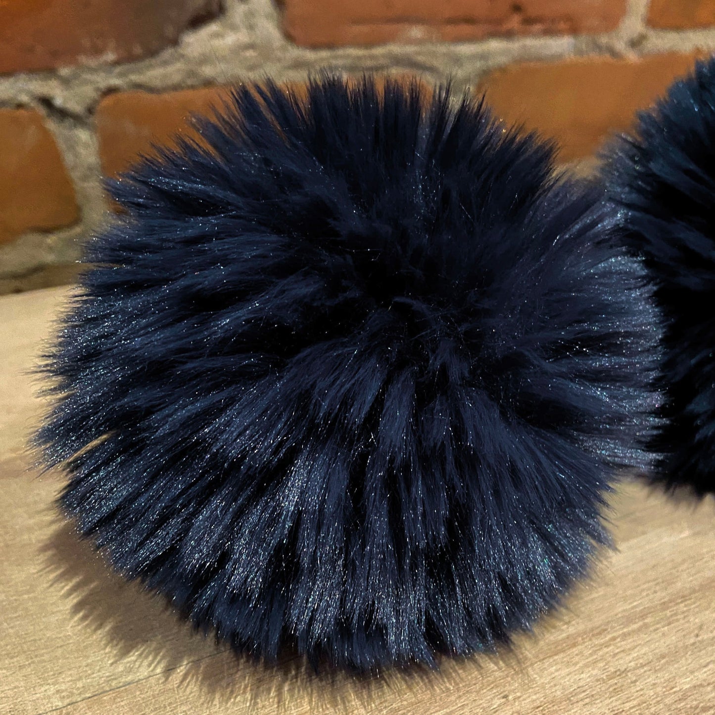 Navy Blue Faux Fur Pom Pom