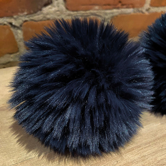 Navy Blue Faux Fur Pom Pom