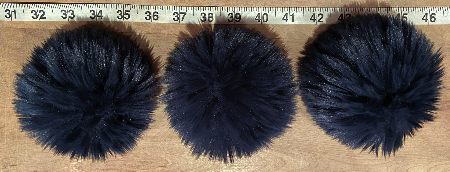 Navy Blue Fur Pom, 4.5 Inch