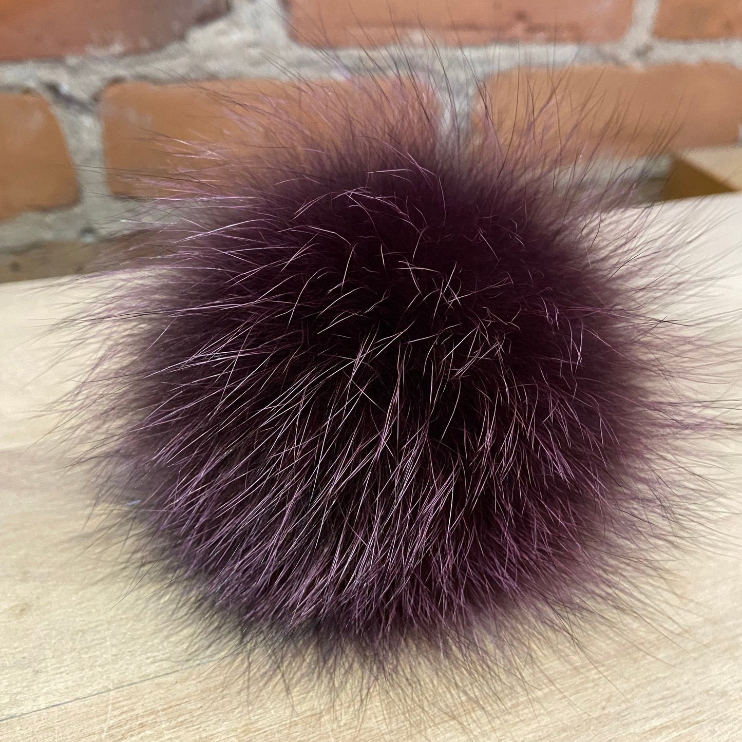 Recycled Purple Fox Fur Handmade Hat Pom