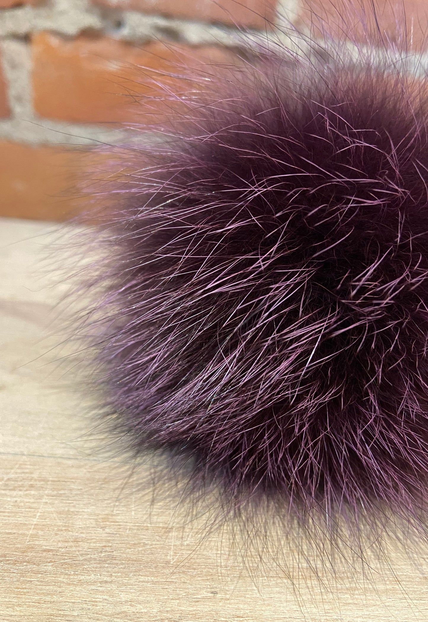 Purple Fox Fur Pom, 4 Inch