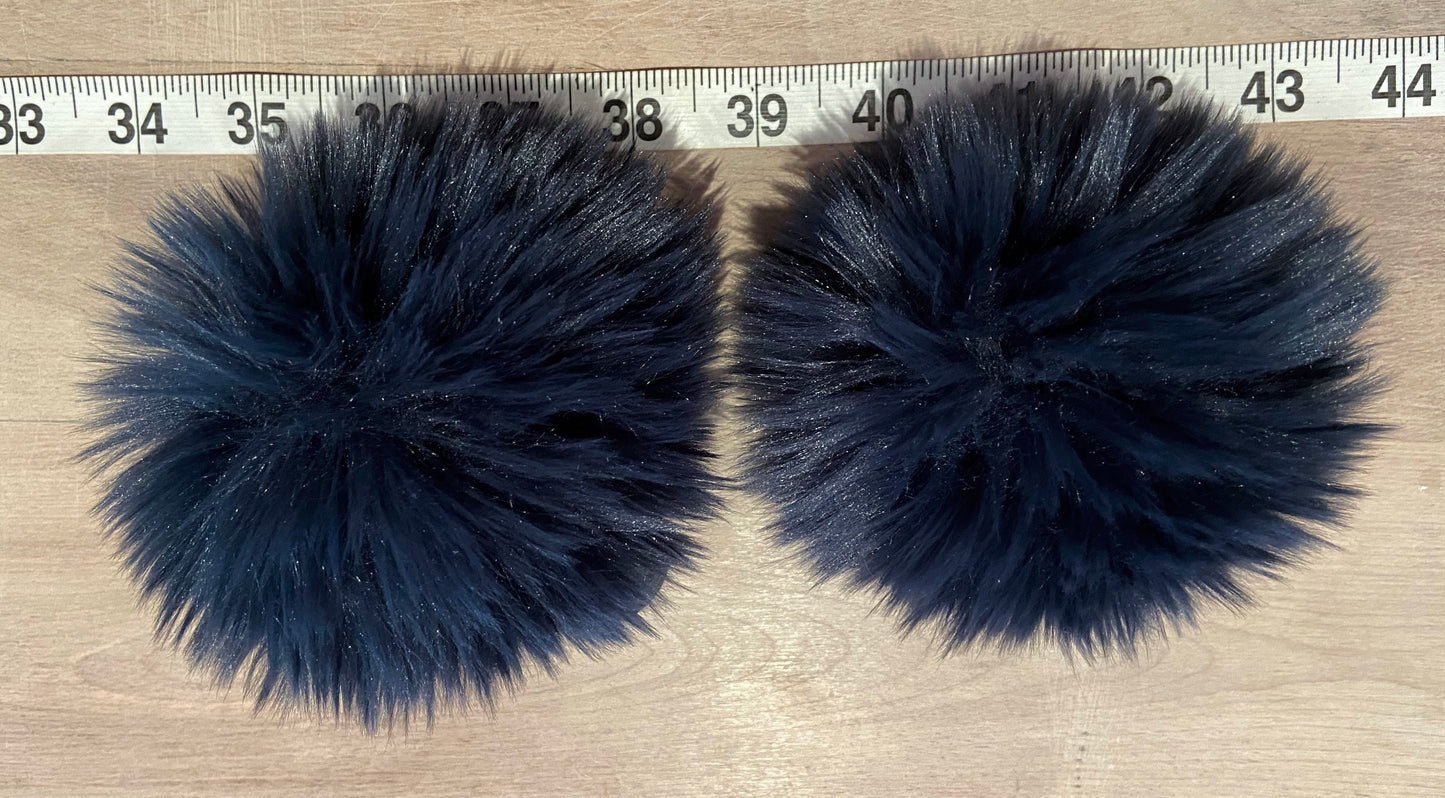 Navy Blue Faux Fur Pom, 4 Inch