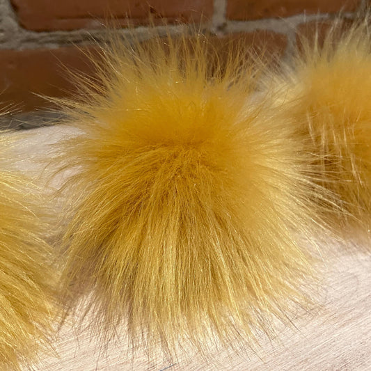 Small Gold Faux Fur Pom Pom Embellishment for Knit Hats