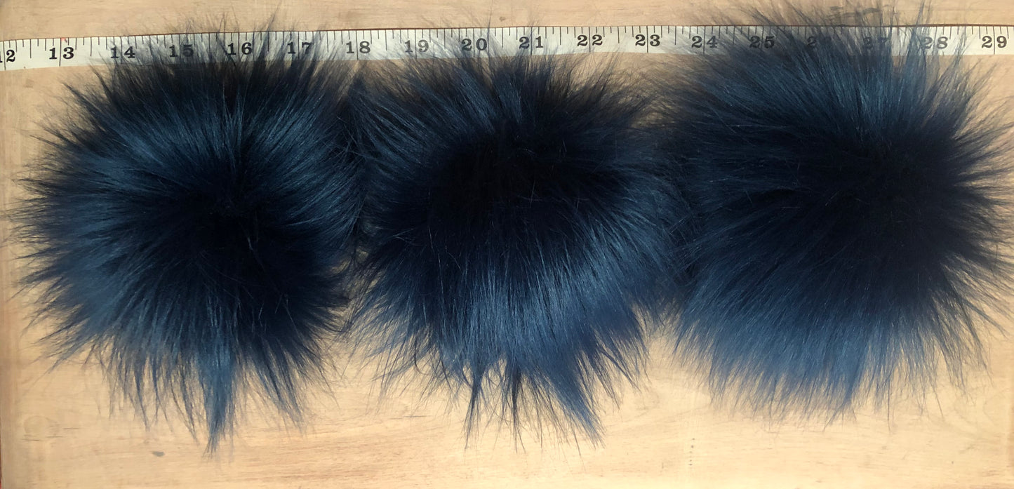 Teal Blue Faux Fur Pom, 5 Inch