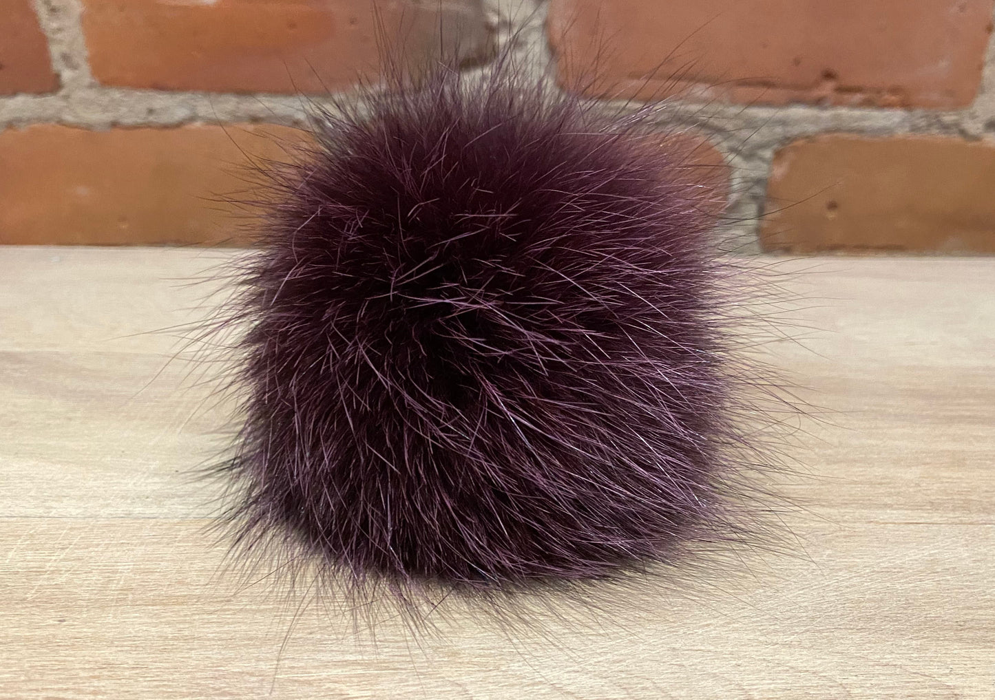 Purple Fox Fur Pom, 3.5 Inch