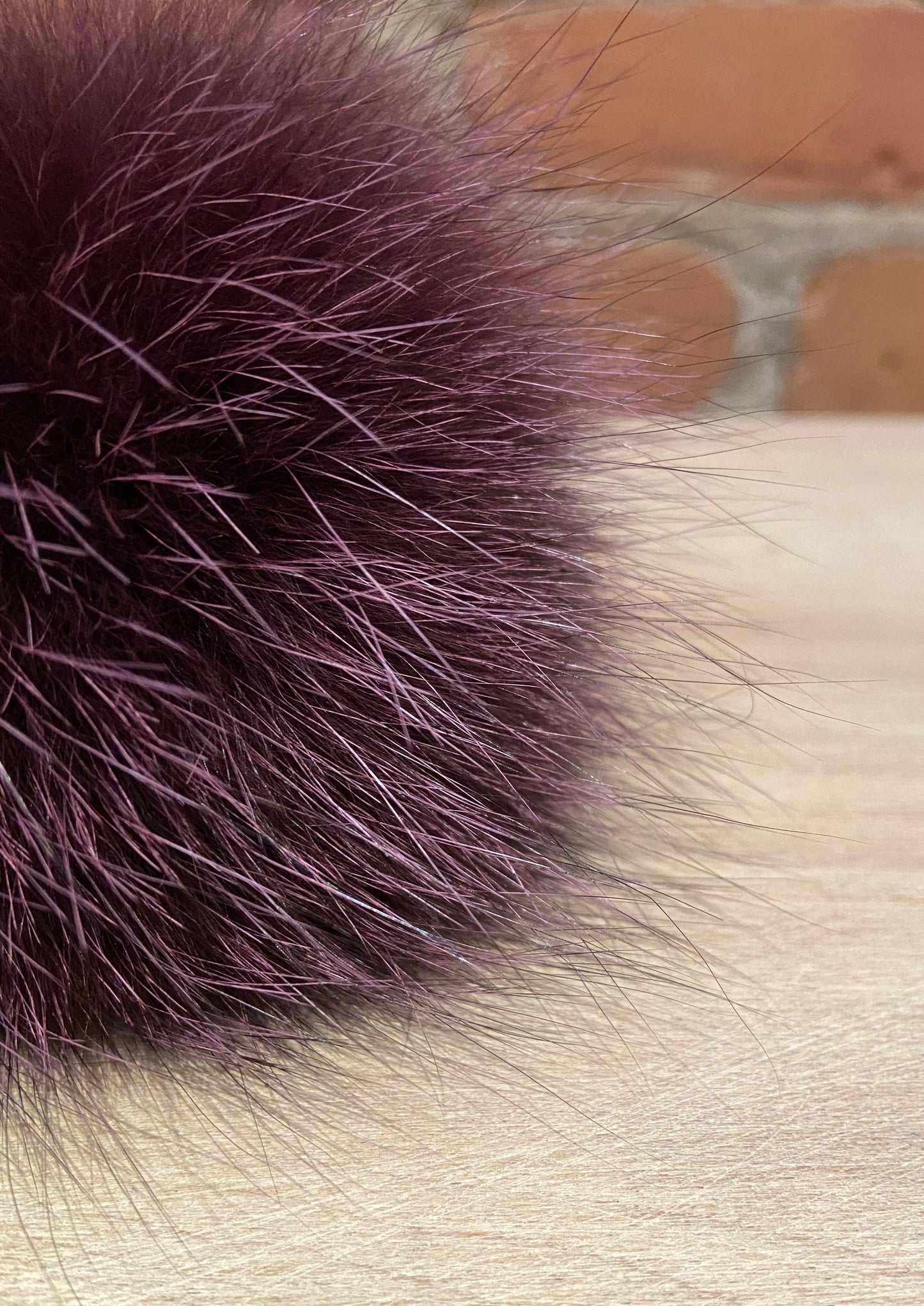 Purple Fox Fur Pom, 3.5 Inch