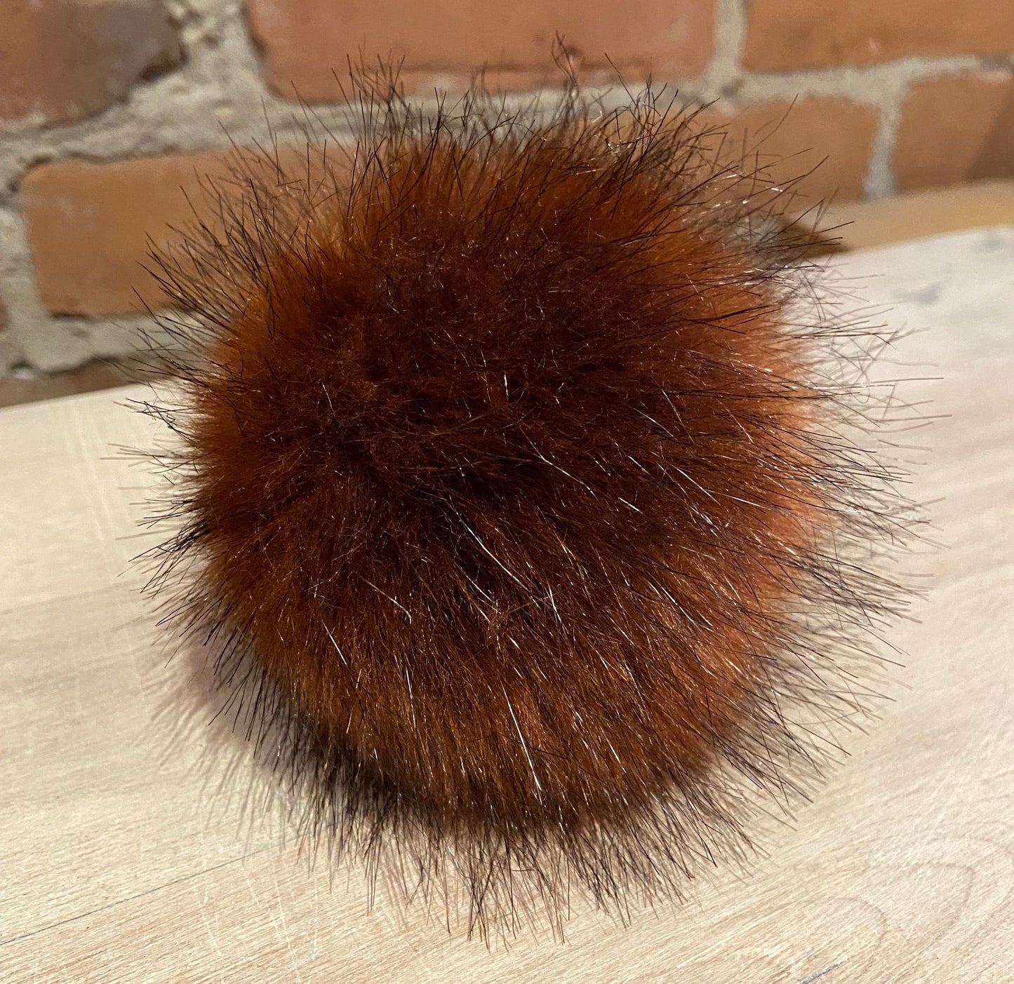 Golden Red Raccoon Faux Fur Pom, 4 Inch