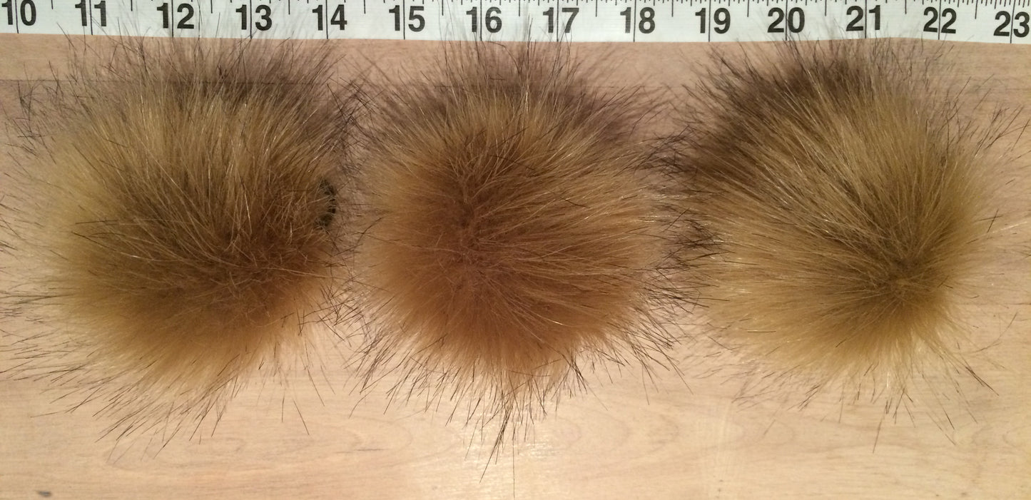 Golden Coyote Faux Fur Pom, 3.5 Inch