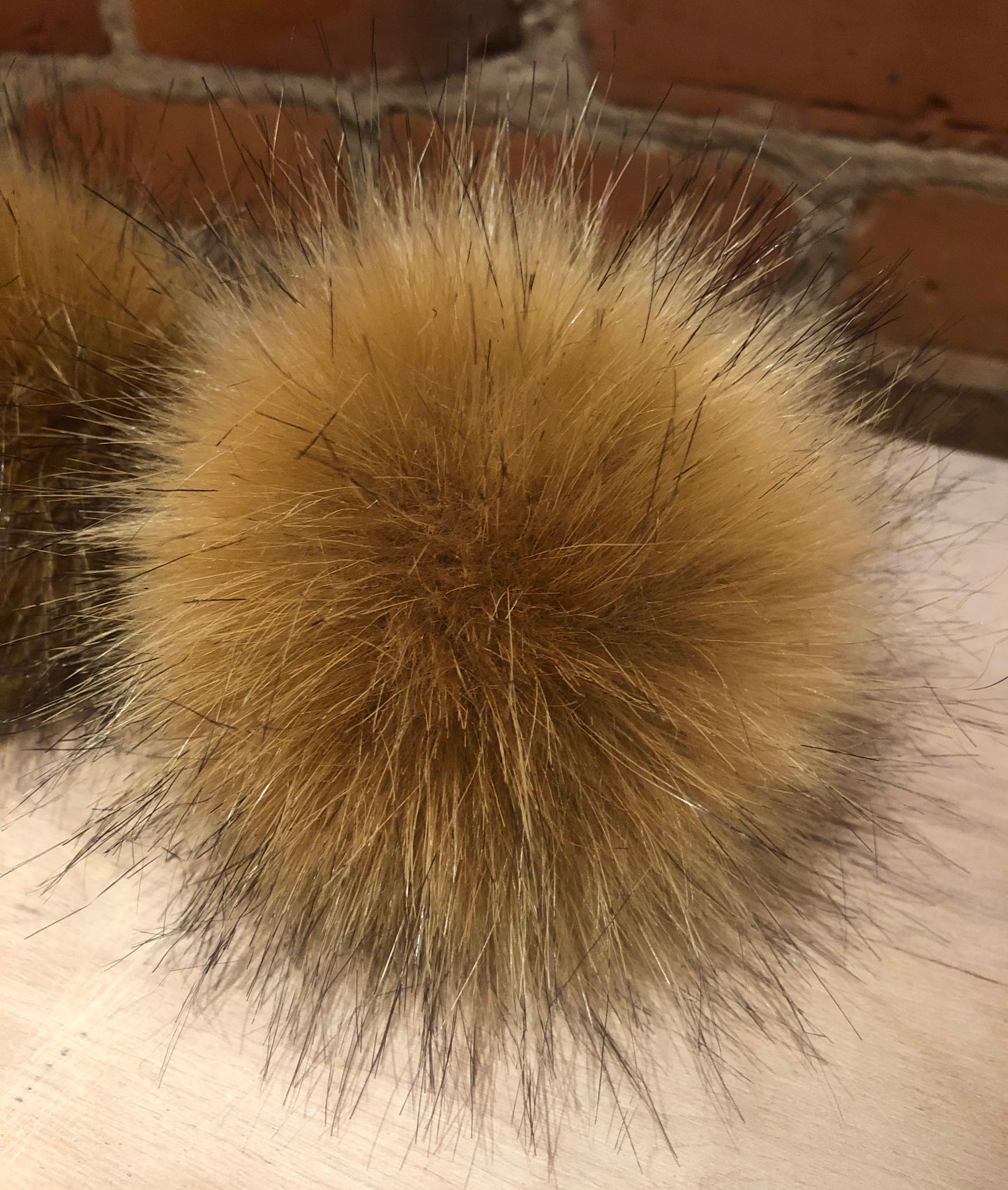 Golden Coyote Faux Fur Pom, 5 Inch