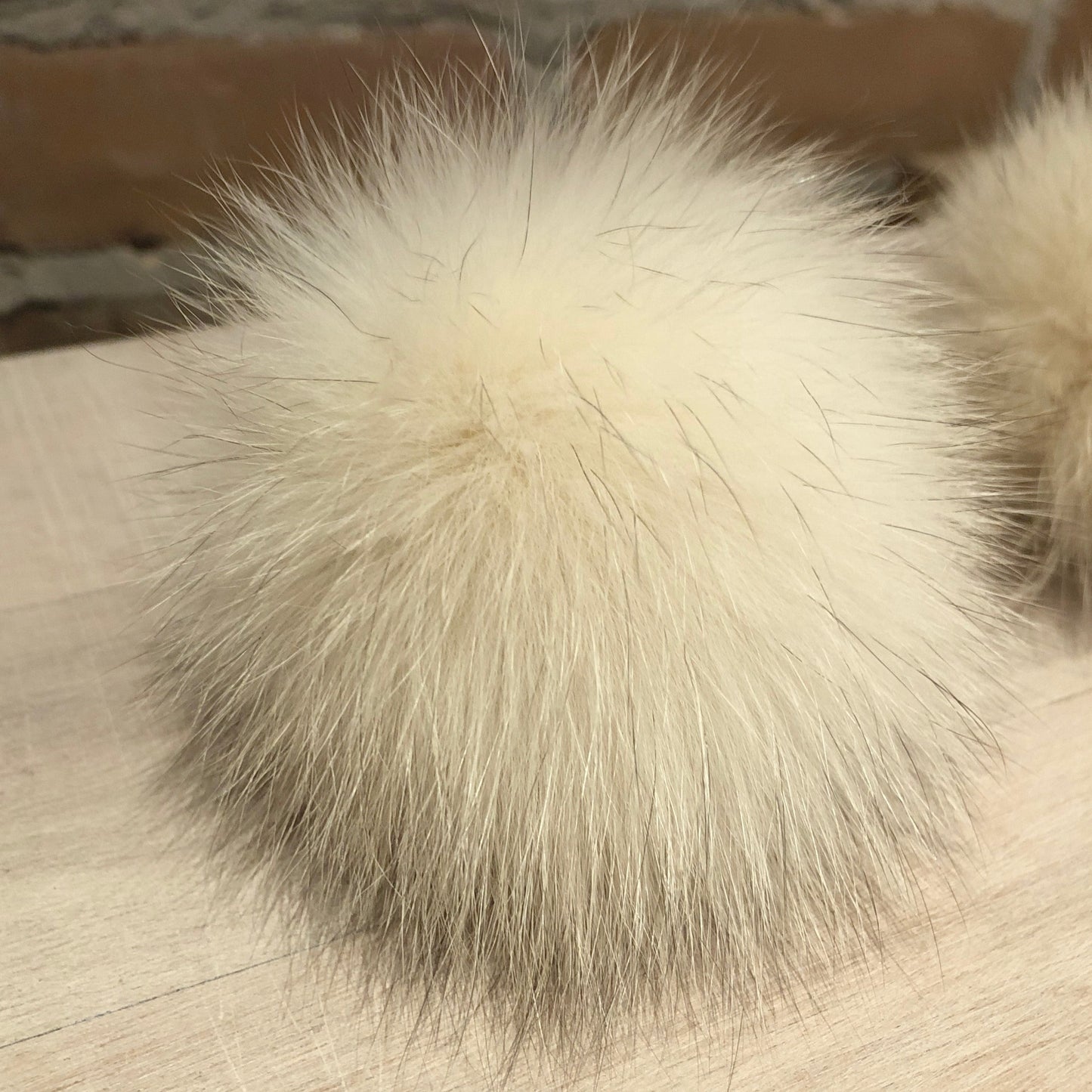 Custard Cream Fox Recycled Fur Pom for Child's Knit Hat