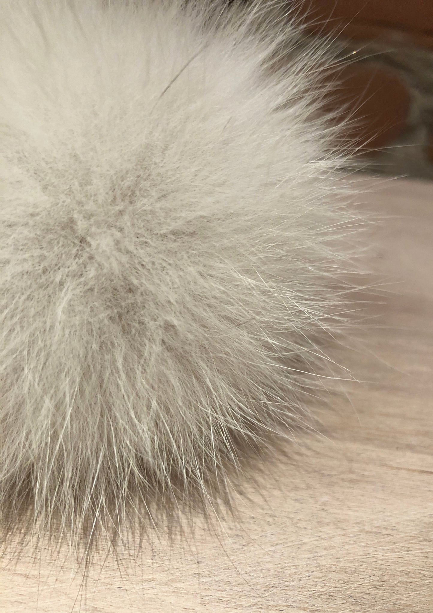 Ultra Light Beige Fox Fur Pom, 3.5 Inch