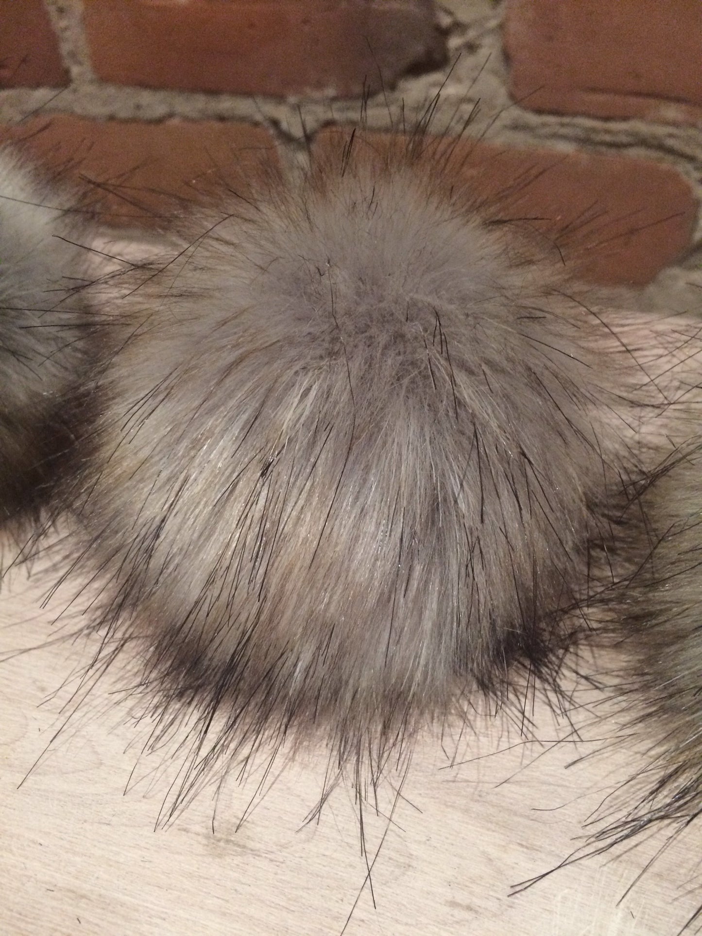 Grey Faux Fur Pom, 5 Inch
