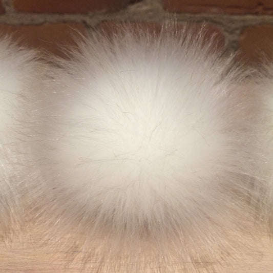 Small Shiny Ice White Faux Fur Pom Pom Knit Hat Embellishment