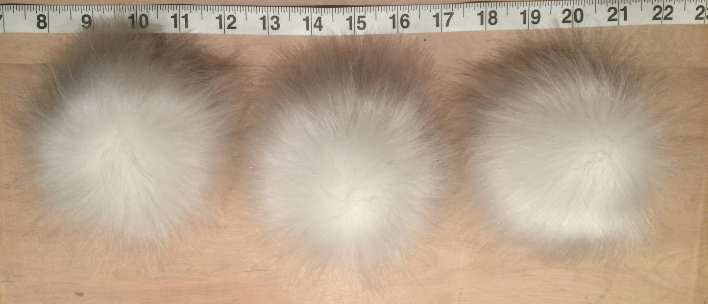 Ice White Faux Fox Fur Pom, 3.5 Inch