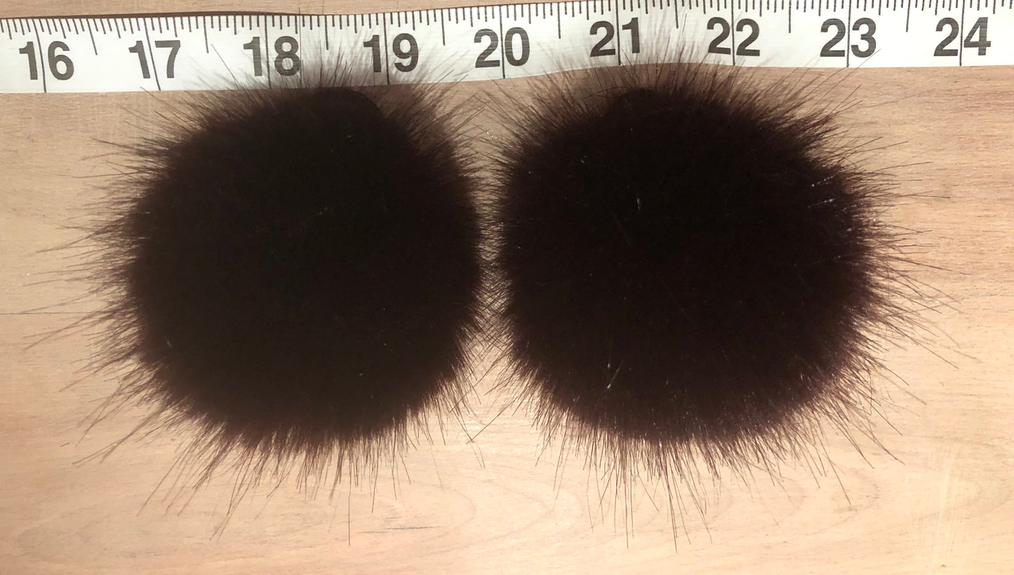 Burgundy Black Mink Faux Fur Pom, 2.5 Inch