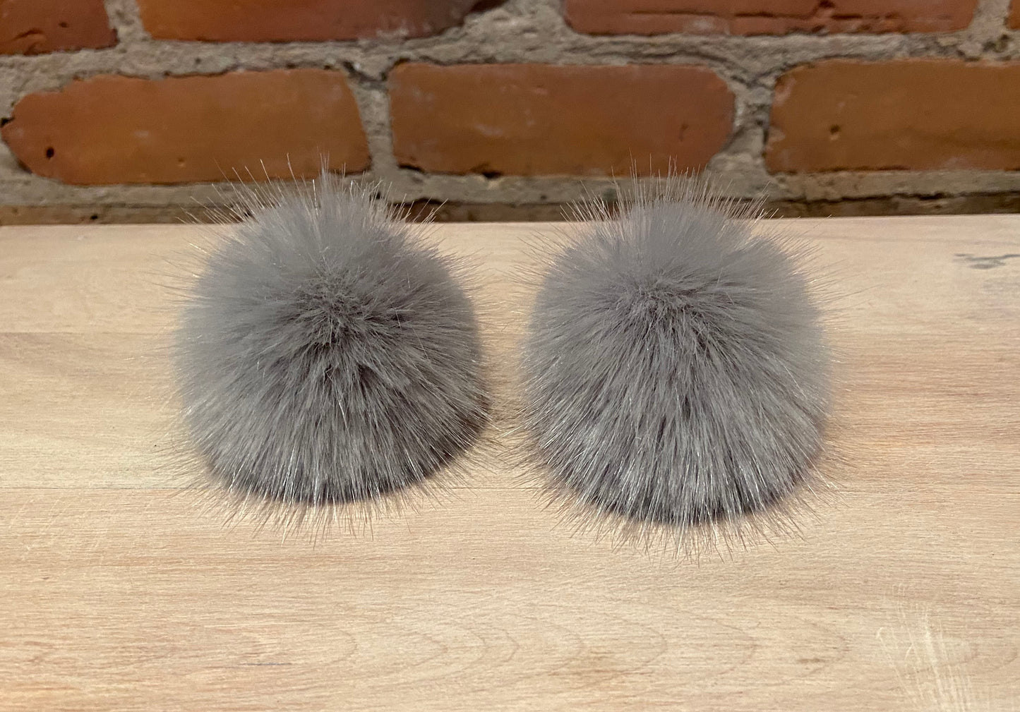 Grey Faux Mink Fur Mini Pom, 2.5 Inch