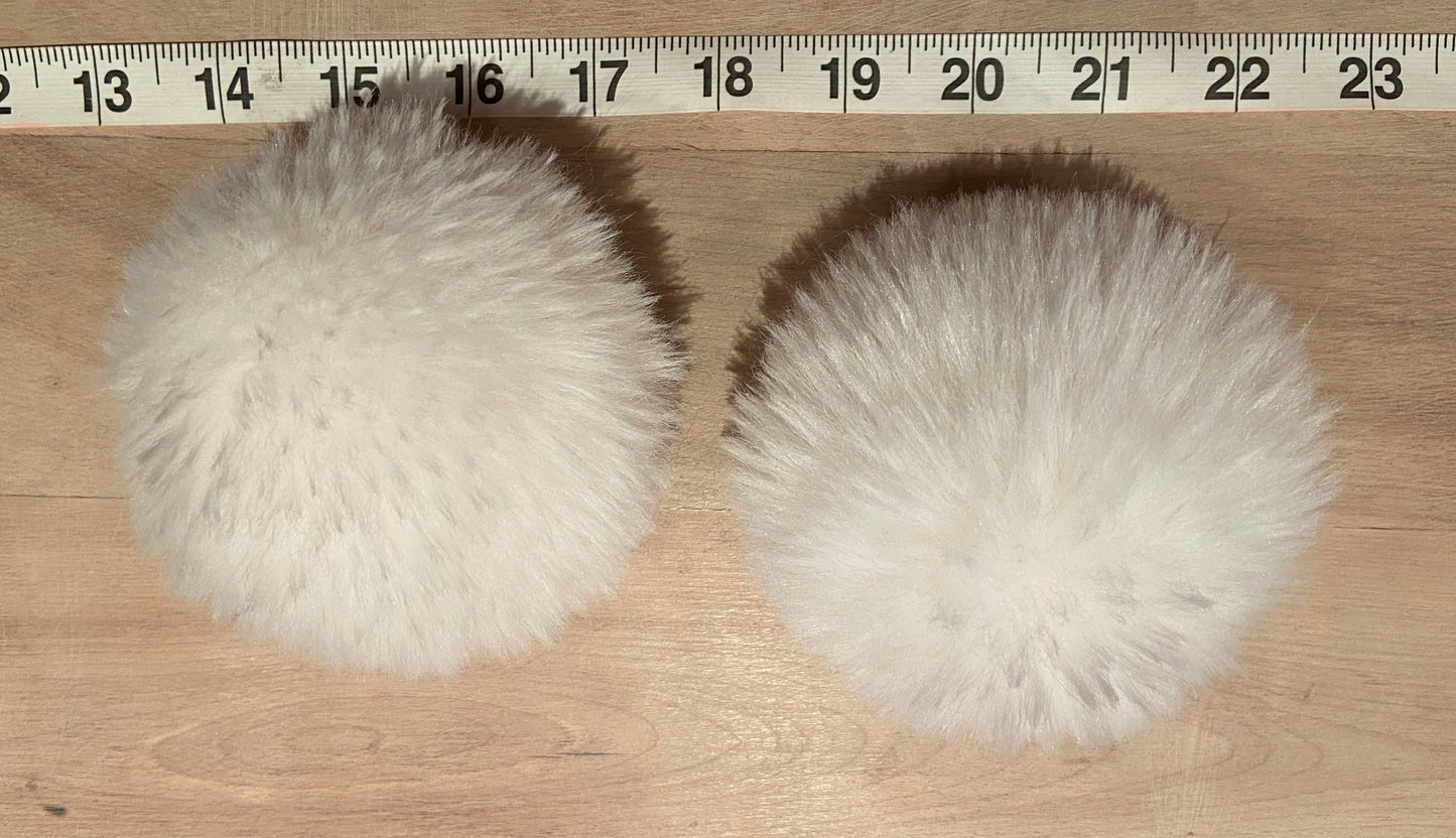 Cream White Faux Fur Pom, 3.5 Inch