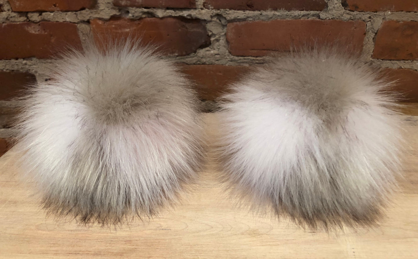 Lilac Pink Pearl Taupe Faux Fur Pom, 6 Inch