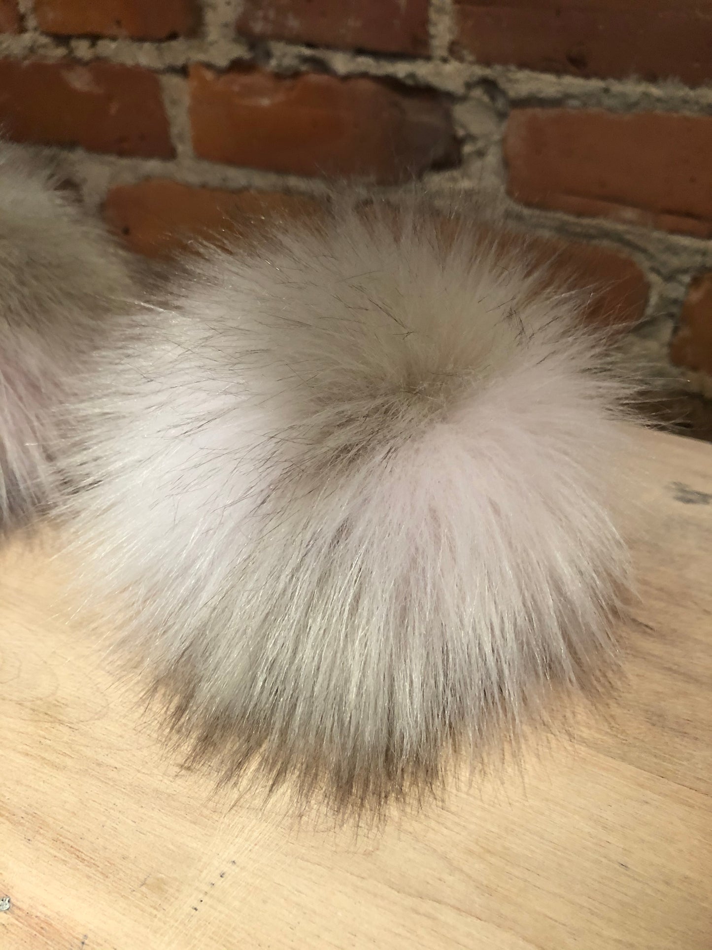 Lilac Pink Pearl Taupe Faux Fur Pom, 6 Inch