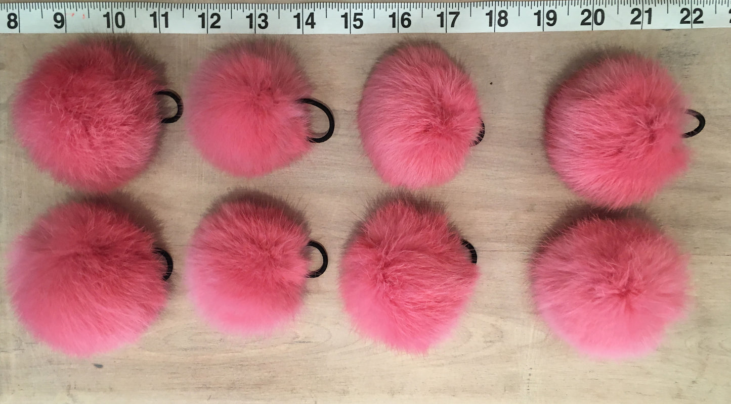 Rose Pink Rabbit Fur Pom, 2 Inch