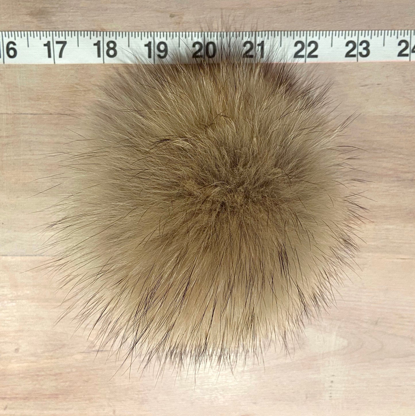 Beige Coyote Fur Pom, 5 Inch