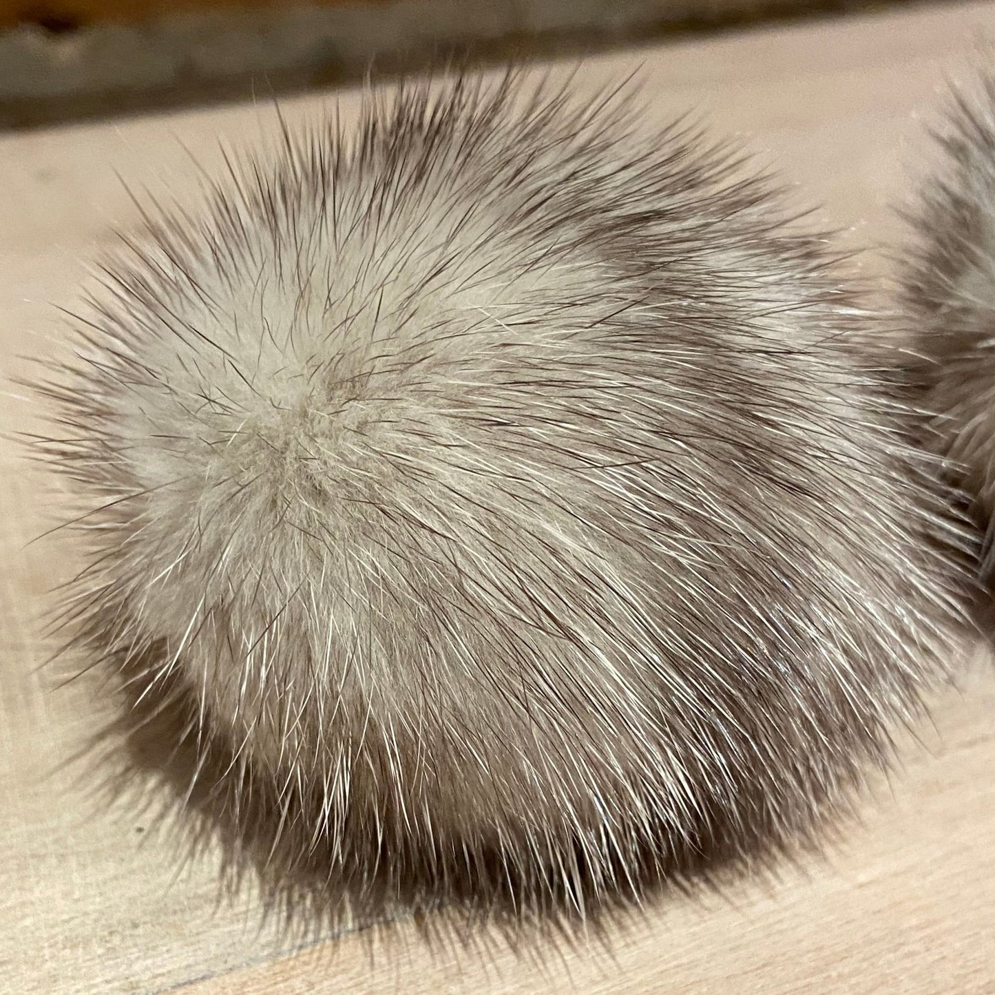 Light Grey Stripe Mink Recycled Fur Pom, 2-inch