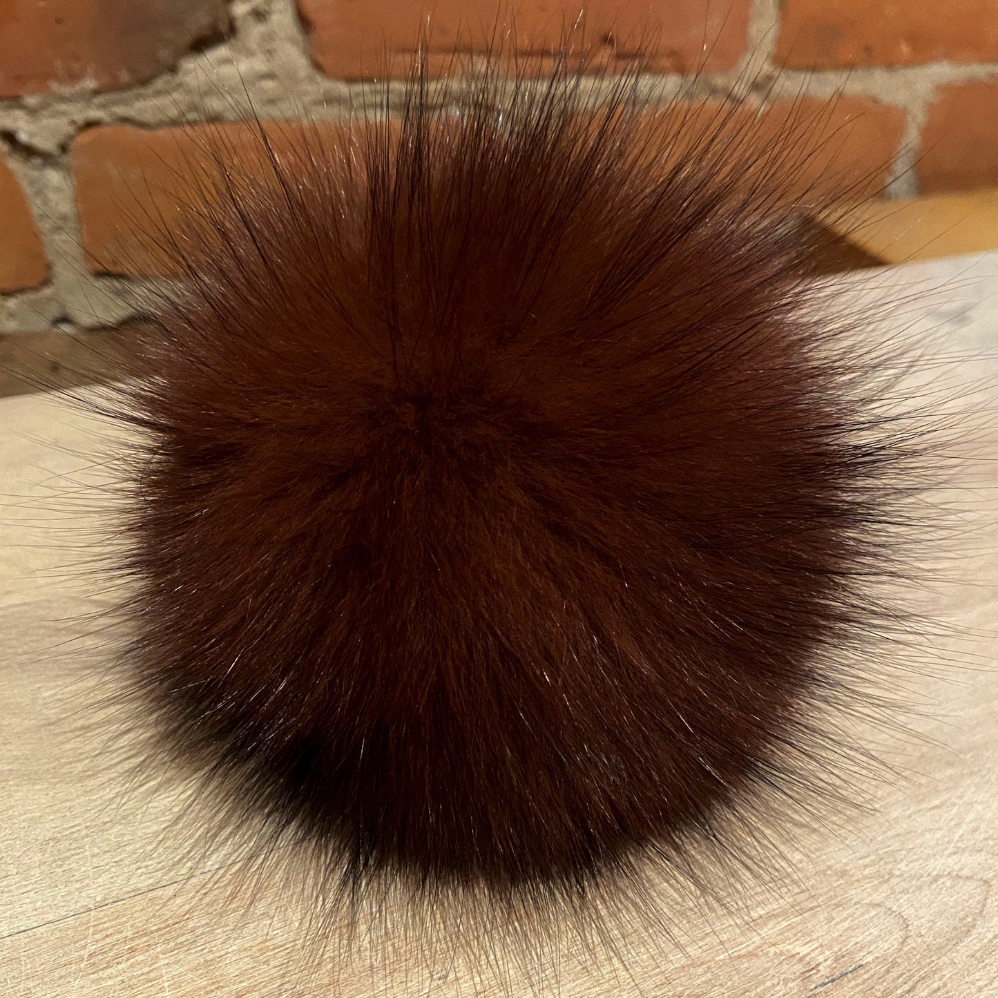 Cherry Brown Recycled Vintage Fur Hat Pom Pom