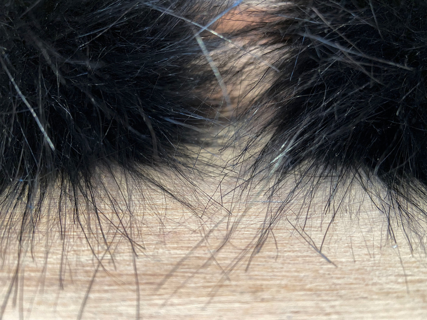 Wispy Black Fox Faux Fur Pom, 3.5 Inch