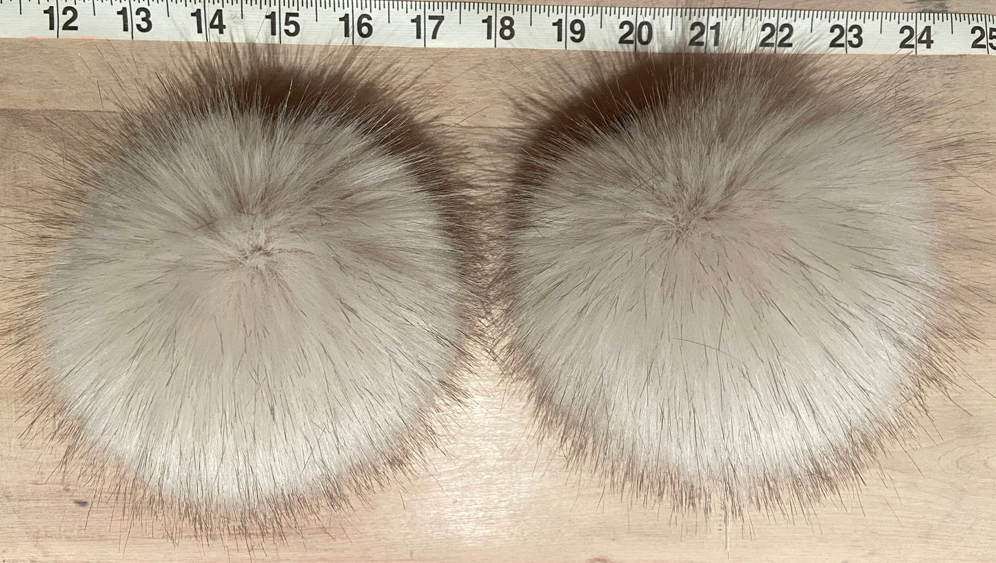 Pinkish Beige Fox Faux Fur Pom, 5.5 Inch