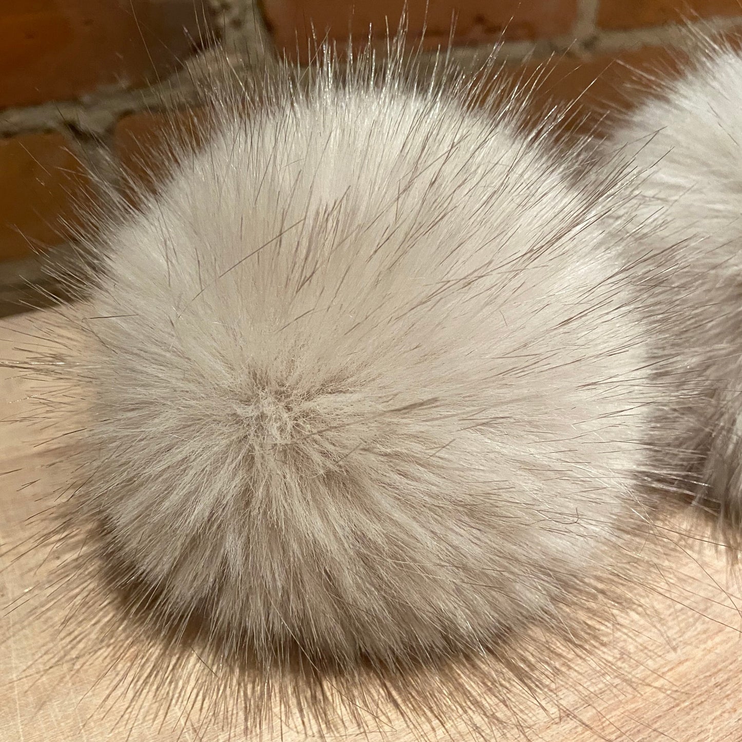 Pinkish Beige Fox Faux Fur Pom Pom 5-Inch