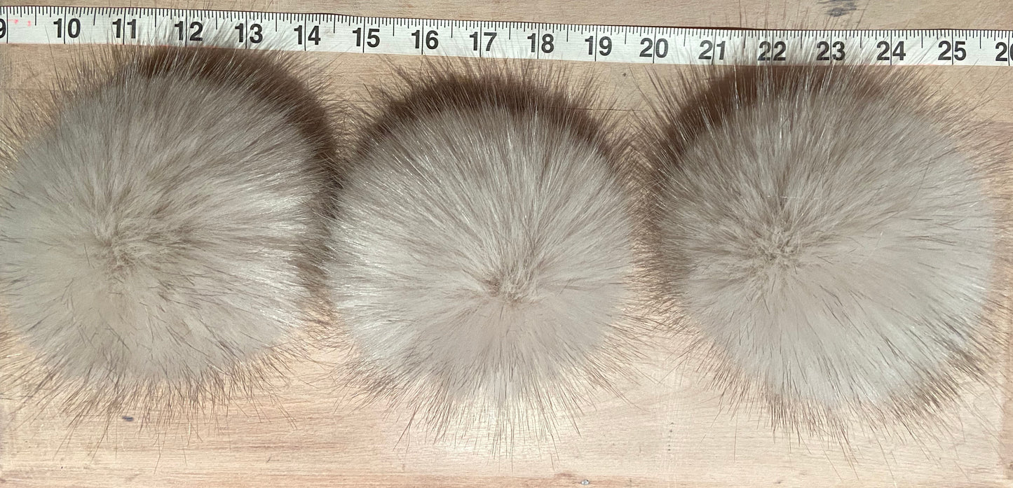 Pinkish Beige Fox Faux Fur Pom, 5 Inch