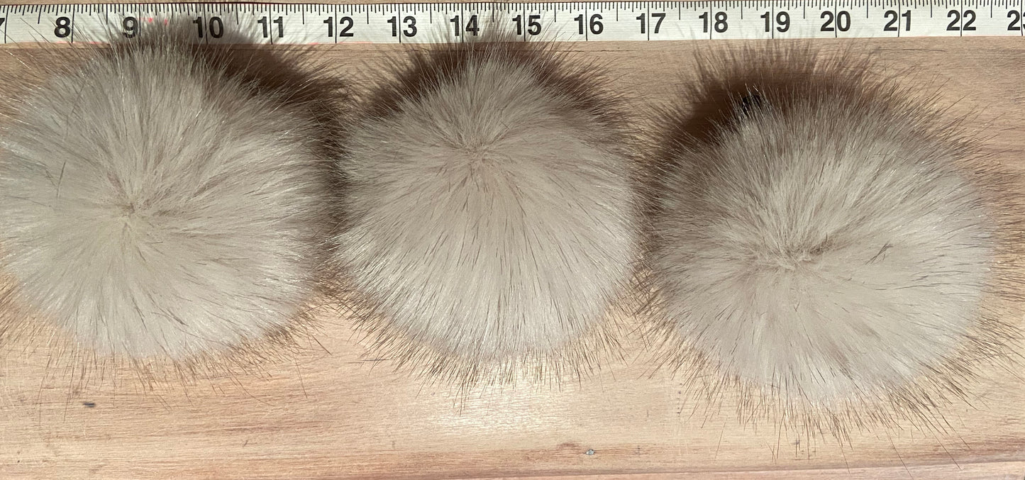 Pinkish Beige Fox Faux Fur Pom Pom, 4 Inch