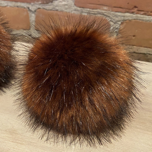 Golden Red Raccoon Faux Fur Pom Pom