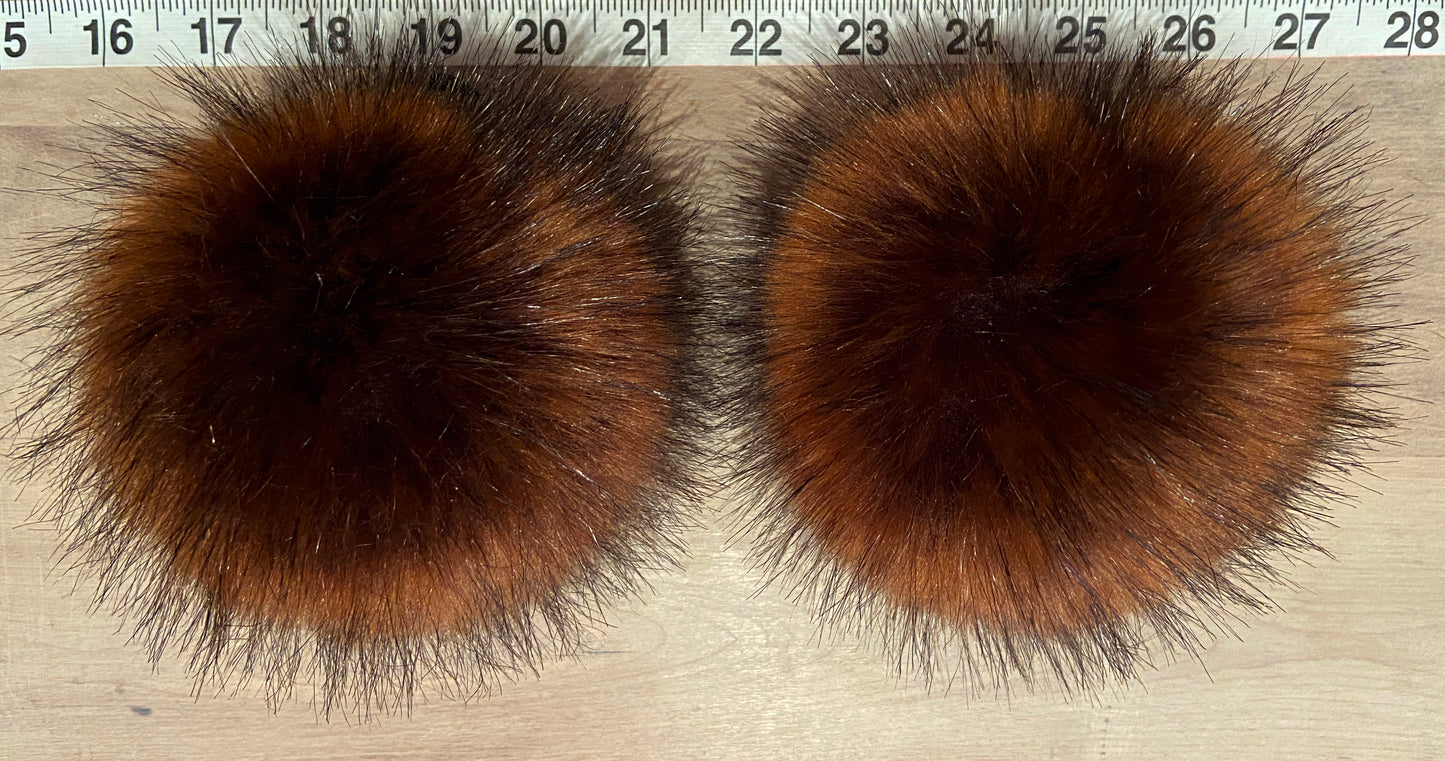 Golden Red Raccoon Faux Fur Pom, 5 Inch