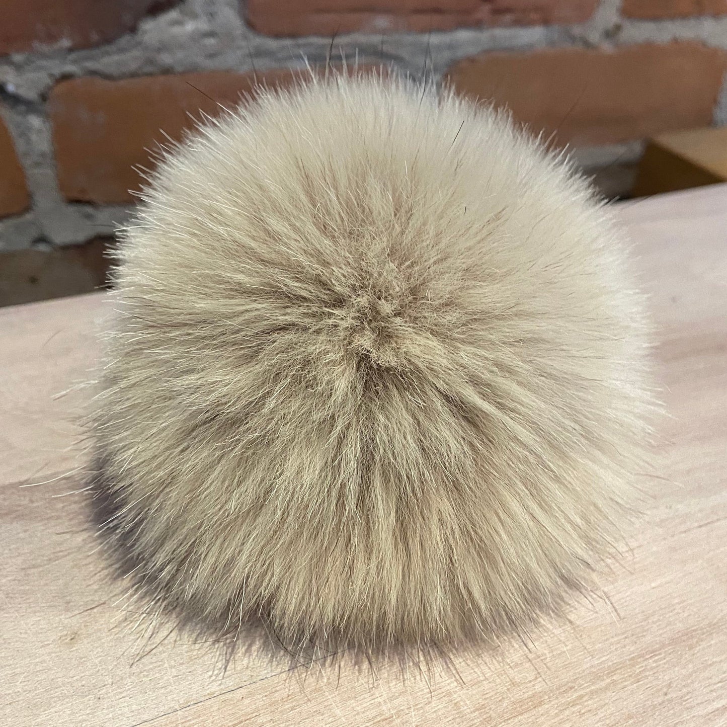 Light Beige Upcycled Vintage Fur Coat Pom Pom for Your Knit Hat