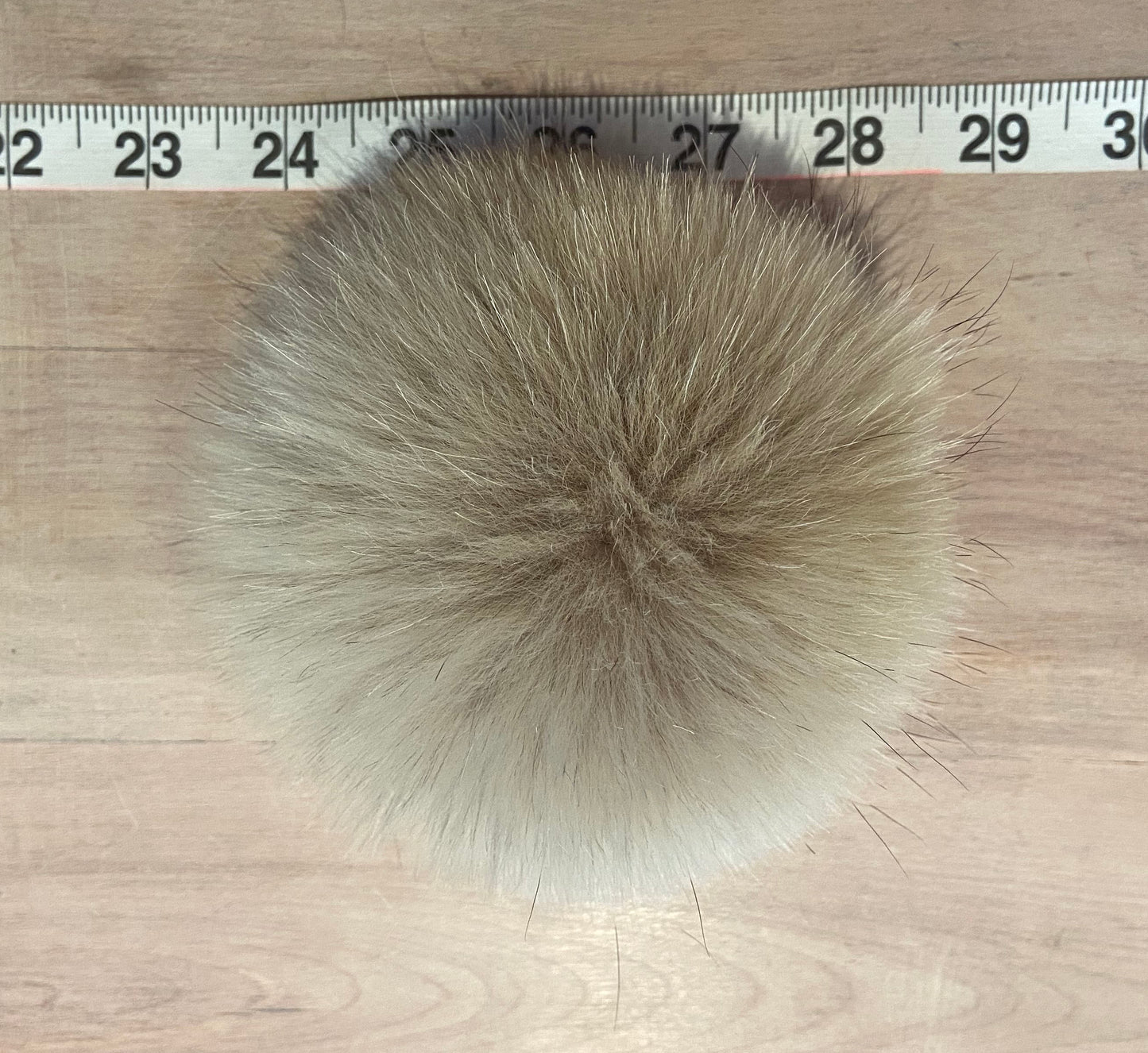 Powder Beige Coyote Fur Pom, 5 Inch
