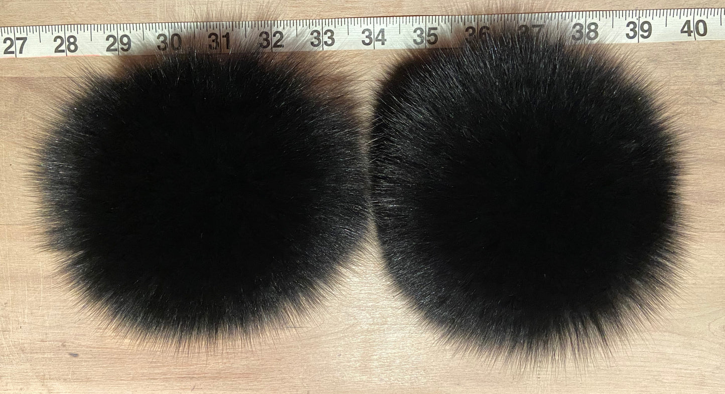 Black Fox Fur Pom, 5.5 Inch