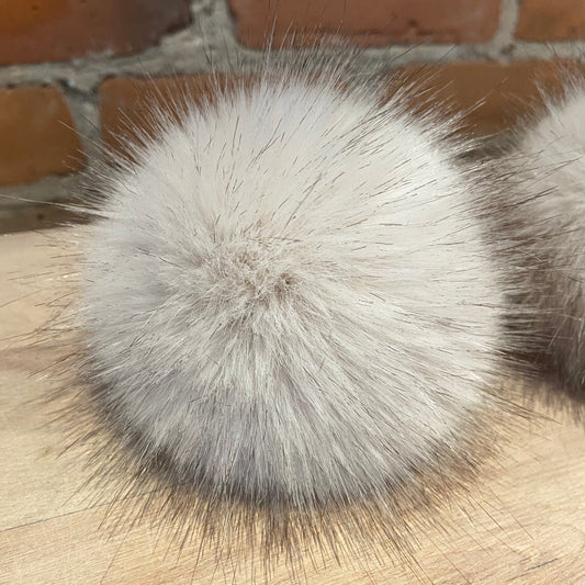 4.5 Inch Beige Faux Fur Pom Pom with Pinkish Undertones