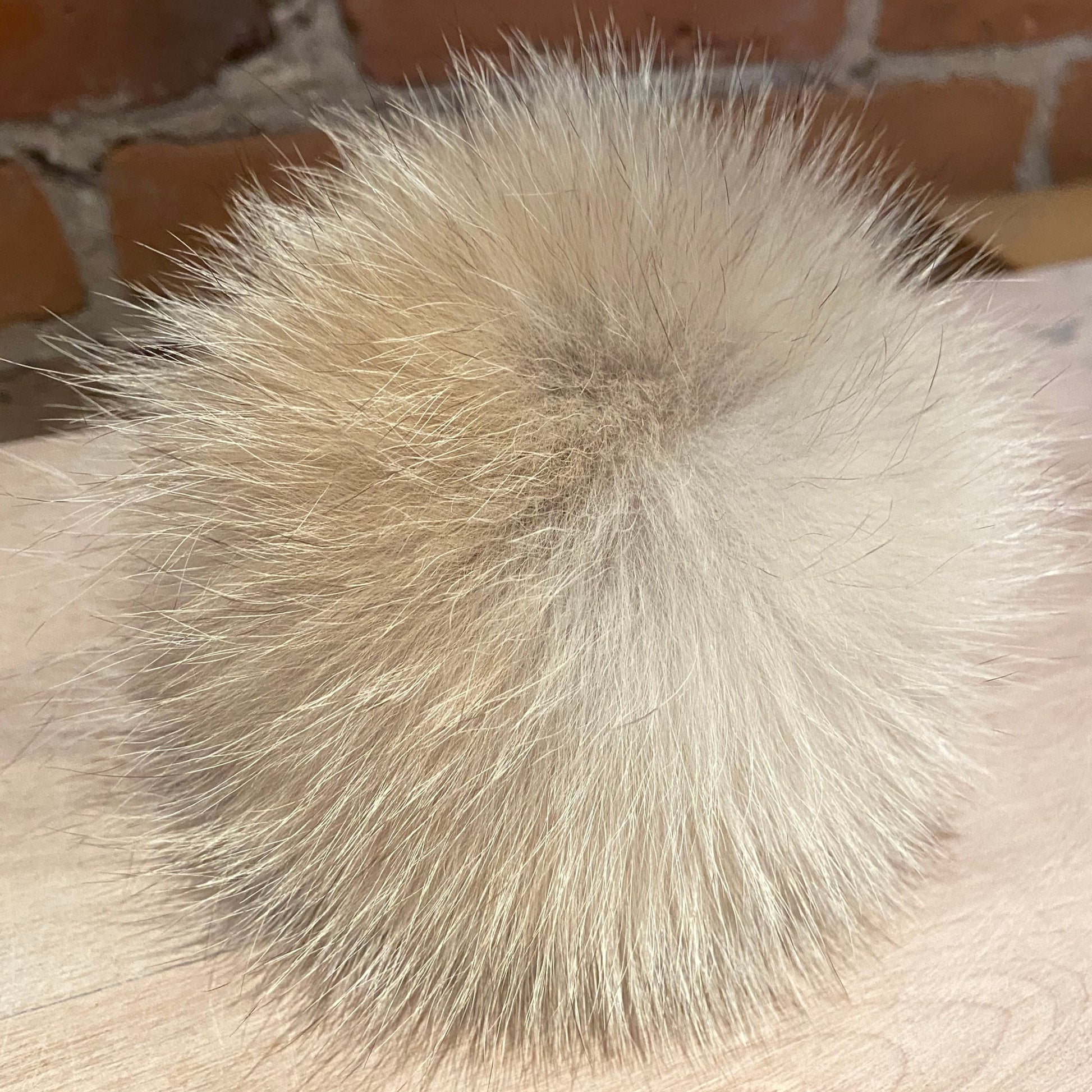 Fluffy Light Blonde Beige Upcycled Vintage Coyote Fur Hat Pom Pom