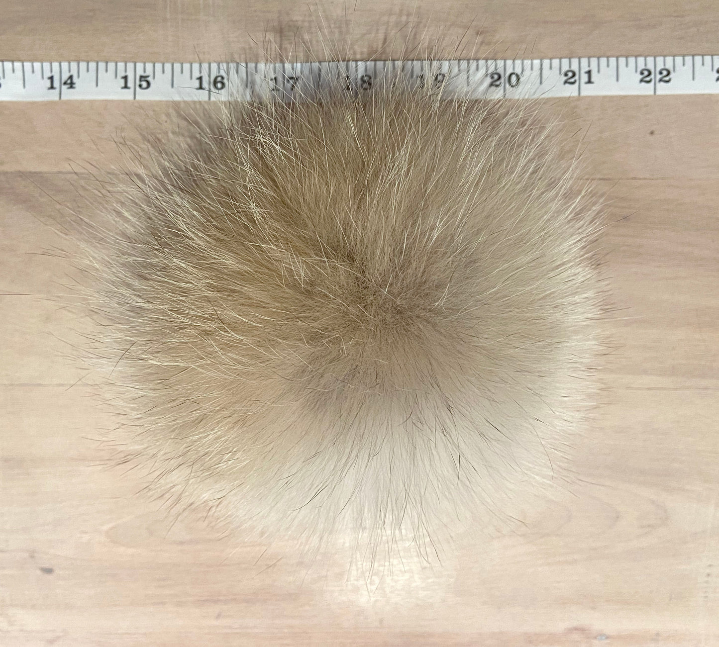 Cream Beige Coyote Fur Pom, 5.5 Inch