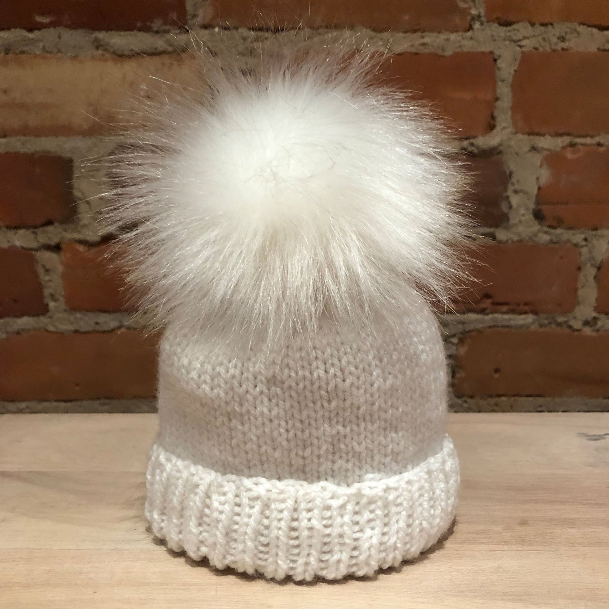 Ice White Faux Fur Hat Pom