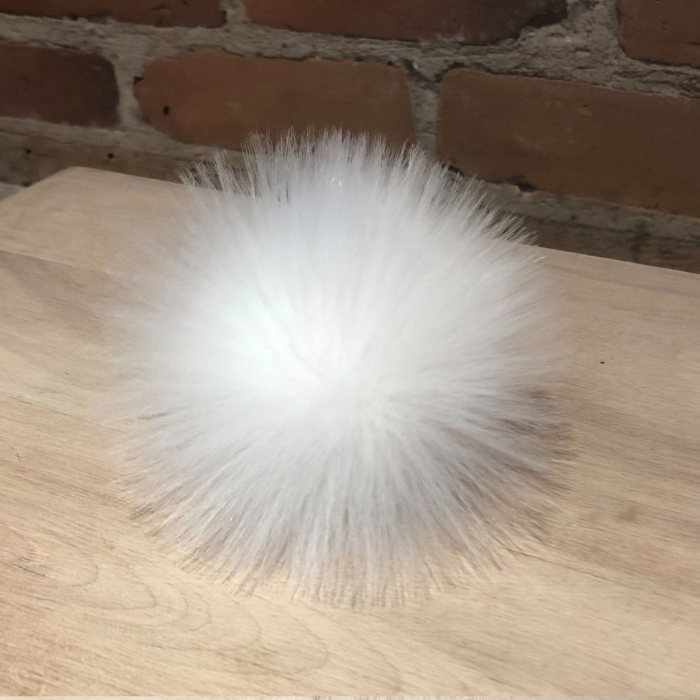 Sugar White Faux Fur Knit Hat Pom, 3.5 Inch
